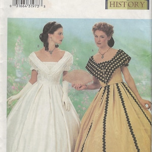 Butterick 6693 Making History 1860s Civil War Era Ball Gown Sewing Pattern, Sizes 6-10, 12-16, 18-20, Uncut, OOP