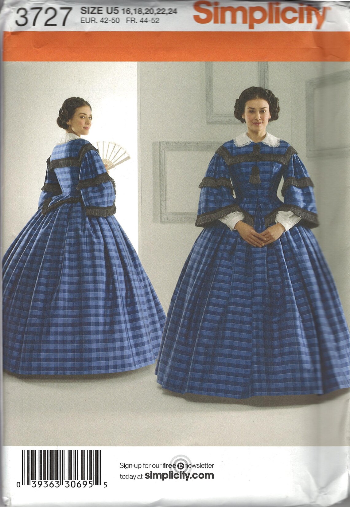 Simplicity 3727 1860s Day Dress Sewing Pattern Wisconsin Historical ...