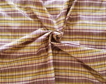 White Silk Taffeta w/ Checked Purple/Yellow/Green/White Pattern, 55 Inches Wide, 4 1/2 Yard Lot