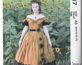 McCall's M8017 Misses' Costume Dress Angela Clayton 1830s Day Dress Sewing Pattern, Sizes 6-8-10-12-14 & 14-16-18-20-22, FF, Uncut
