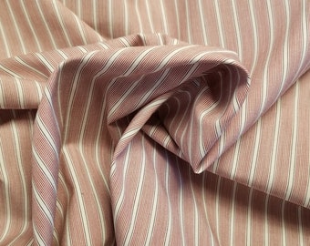 5-Yard Lot, Brown/Red & White Pinstripe Cotton Shirting Fabric, 46 Inches Wide