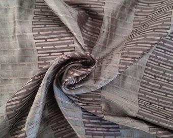 3-Yard Lot, Brown and Green Striped Rectangular Pattern Silk Taffeta,  57 Inches Wide