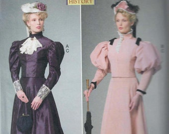 Butterick B6537 Misses' Costume 1890s Day Dress Pattern Making History, Sizes 6-8-10-12-14 & 14-16-18-20-22, Uncut, FF, Uncut