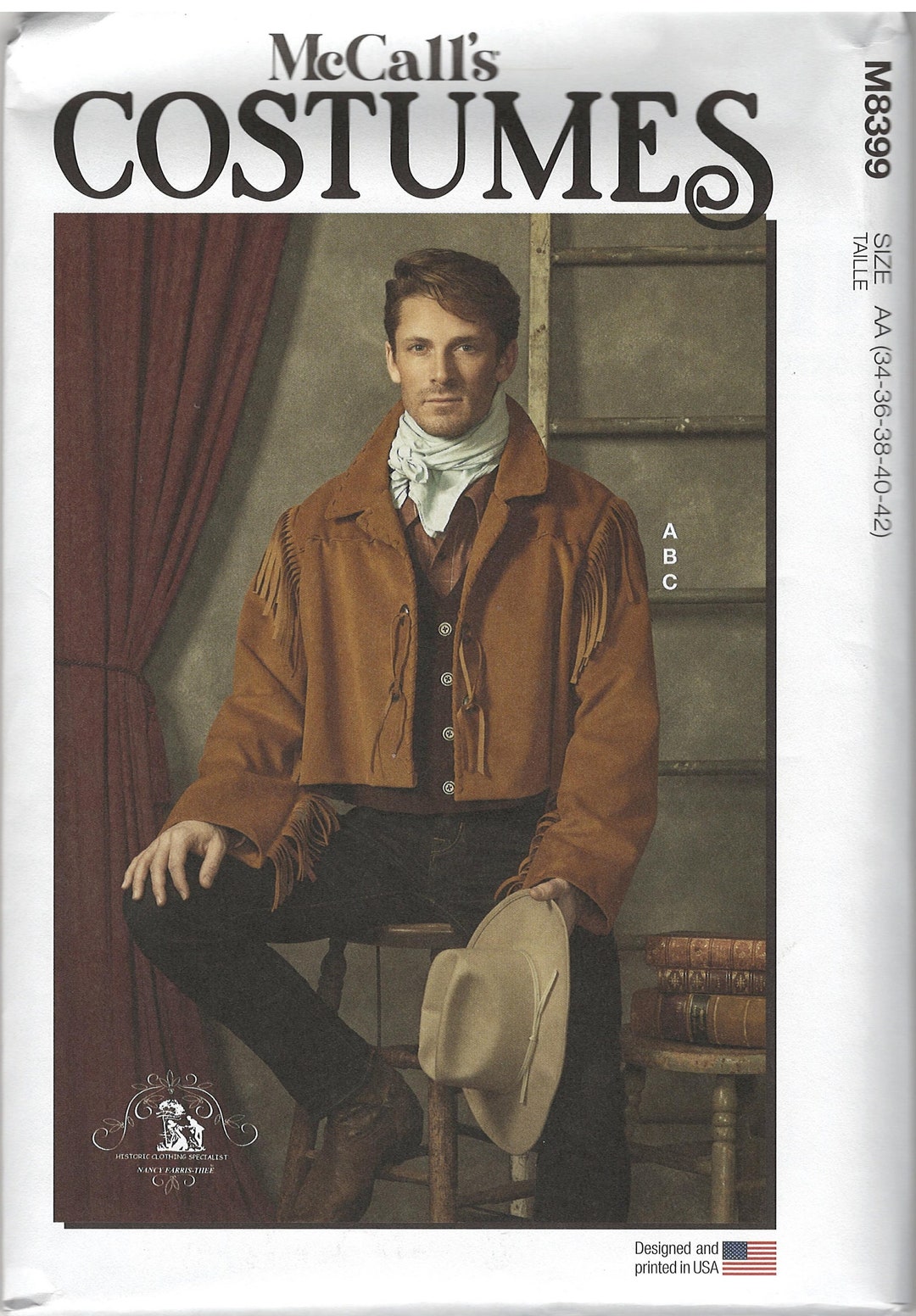 Mccall's M8399 1880s Style Men's Bolero Jacket Vest Sewing