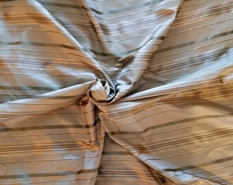 4-Yard Lot, Green & Gold Striped Silk Taffeta, 54 Inches Wide