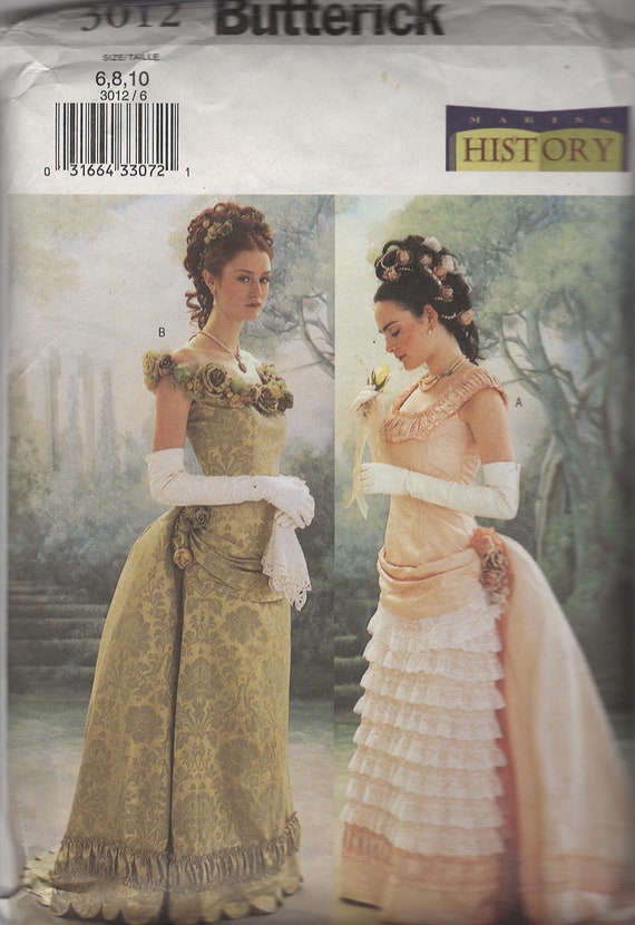 Butterick B3012 1870s 1880s Ball Gown Sewing Pattern Making