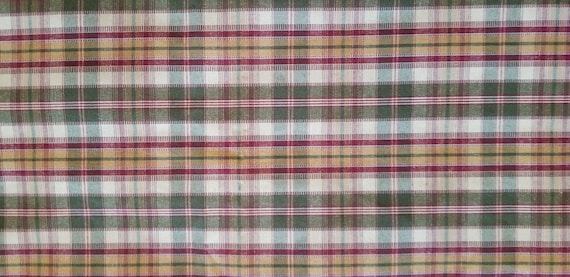 3 1/4 Yards x 56 Inch Wide Lot, Rayon Green Yellow Striped Plaid Fabric