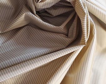 Silk Yardage- Classic taupe and ivory striped taffeta, 55 Inches Wide, Sold In 7-Yard Lots- In stock and ready for immediate shipment!!