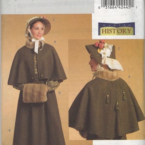 Butterick B5265 Mid 19th Century Style Cape, Bonnet & Muff Making History Nancy Farris Thee Sewing Pattern Size 14-20, Uncut, FF, OOP
