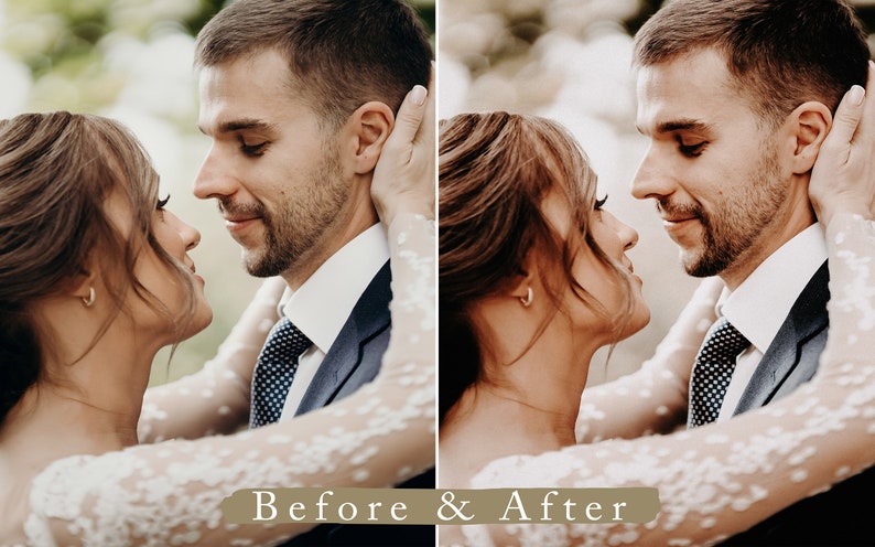 Pode incluir: Um casal apaixonado, a noiva vestindo um vestido branco de renda e o noivo vestindo um terno azul e uma gravata estampada, olhando um para o outro.