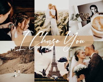 Lightroom-presets voor boho-bruiloft, warme gouden tinten (mobiel + desktop)