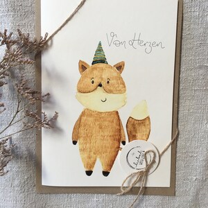 A5/A6 Klappkarte, handgemalte Aquarellkarte, Karte, Geschenk, Alles Liebe Karte, Fuchs, Aquarell, Umschlag, Grußkarte, Handlettering, Card