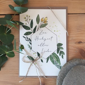 A5 / A6 Klappkarte, handgemalte Aquarellkarte, Hochzeitskarte, Geschenk, Handlettering, Card, Hochzeit, Aquarell, Umschlag, Personalisiert
