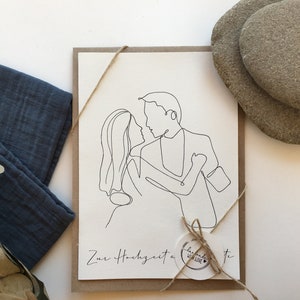 Biglietto pieghevole A5/A6, biglietto acquerello dipinto a mano, biglietto matrimonio, handlettering, biglietto, biglietto, matrimonio, acquerello, una riga, personalizzato