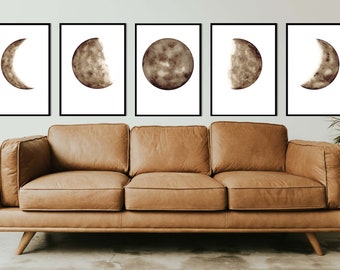 Mondphasen/Mond/Poster/ Digitaldruck/Moon/Aquarell Poster/ Bild/ Wanddeko/ Wohnen/ Dekoration/ Minimalistisch/ Geschenk/ Handgemacht/ Luna