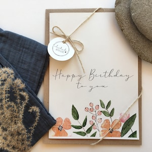 A5/A6 Klappkarte, Aquarellkarte, Geburtstagskarte, Geschenk, Handlettering, Karte, Happy Birthday, Aquarell, Geburtstag, Geburtstagsgruß