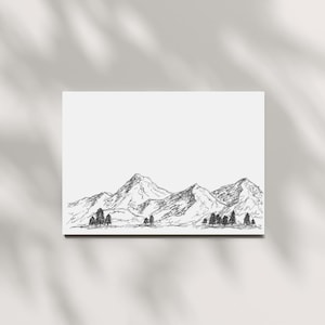 Poster/ Mountains/ Alps/ Allgäu/ Mountain/ Mountains/ hand-painted/ black-white/ A4/ Black and white/ Watercolor/ Present/ Gift
