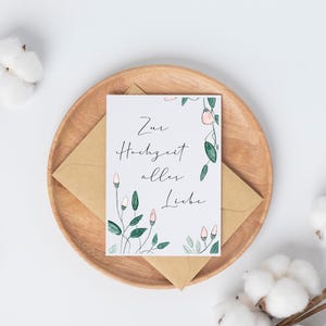 Watercolor greeting card A6 or A5 - hand-painted - including kraft paper envelope - optionally personalized | Birthday, wedding, birth, mourning & more