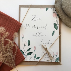A5 Klappkarte, handgemalte Aquarellkarte, Hochzeitskarte, Geschenk, Handlettering, Karte, Card, Hochzeit, Aquarell, Umschlag, Personalisiert