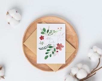 Hand-painted watercolor folding card -A5 or A6 -personalizable- various occasions (wedding, birthday, mourning, birth & more