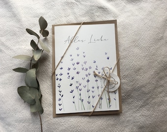 A5 Folding Card, Hand Painted Watercolor Card, Card, Gift, Card, All Love, Lavender, Watercolor, Envelope, Greeting Card, Hand Lettering, Card