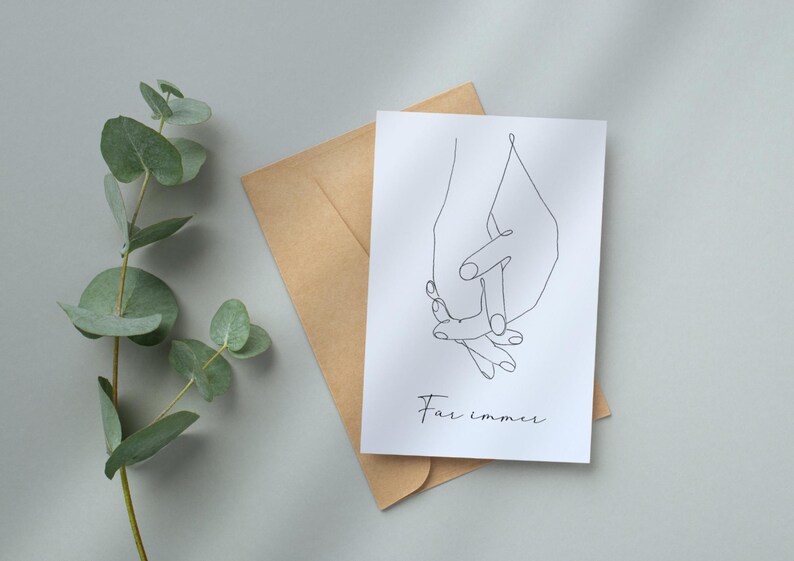 Watercolor greeting card A6 or A5 - hand-painted - including kraft paper envelope - optionally personalized | Birthday, wedding, birth, mourning & more image 5