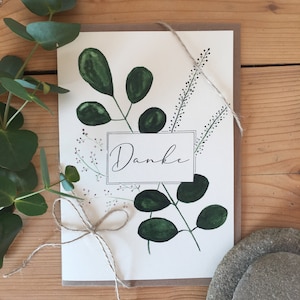 Biglietto pieghevole A5, biglietto dipinto a mano con acquerello, biglietto, fiori, regalo, handlettering, biglietto, ringraziamento, acquerello, busta, ringraziamenti, personalizzato