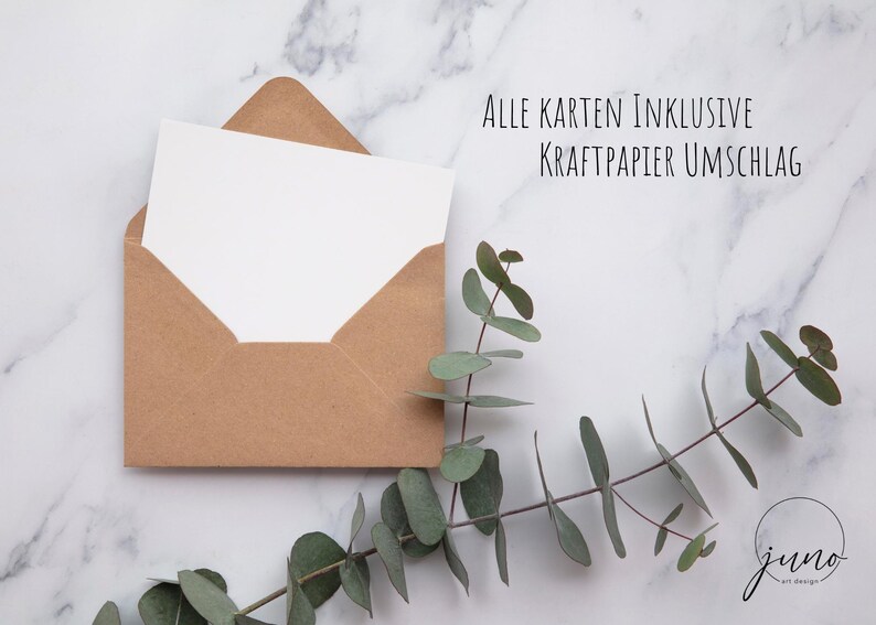Watercolor greeting card A6 or A5 - hand-painted - including kraft paper envelope - optionally personalized | Birthday, wedding, birth, mourning & more image 7