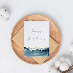 Watercolor greeting card A6 or A5 - hand-painted - including kraft paper envelope - optionally personalized | Birthday, wedding, birth, mourning & more