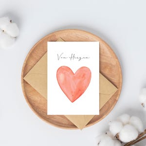 Watercolor greeting card A6 or A5 - hand-painted - including kraft paper envelope - optionally personalized | Birthday, wedding, birth, mourning & more