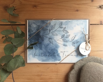 Carte pliante A5/A6, carte aquarelle peinte à la main, carte de deuil, funérailles, handlettering, carte, carte, aquarelle, enveloppe, carte de condoléances, deuil,