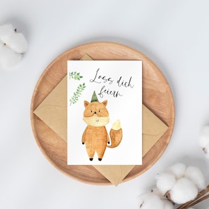 Biglietto d&#39;auguri acquerello A6 o A5 - dipinto a mano - inclusa busta in carta kraft - personalizzabile a scelta | Compleanno, matrimonio, nascita, lutto e altro ancora