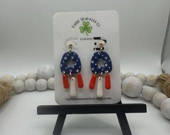 4th of July Earrings, 4th of July Earrings, Patriotic Earrings, USA jewelry, Patriotic Jewelry, Clay Earrings, Clay Jewelry