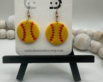 Sport earrings, Baseball Earrings, Softball Earrings, Sports Jewelry, Polymer Clay earrings, Clay jewelry