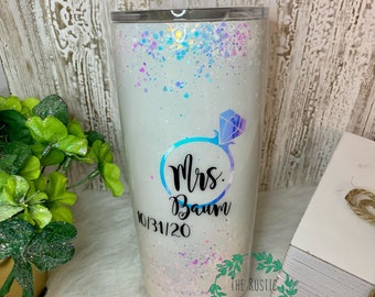 Bride Personalized tumbler, bridal party, glitter tumbler, wedding tumbler, engagement tumbler