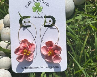Cherry Blossom Hoops, Cherry Blossom earrings, Cherry Blossom jewelry, handmade jewelry, Cherry Blossoms