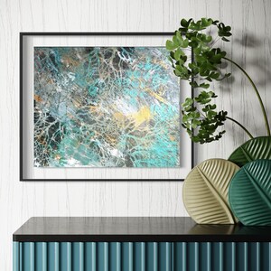 Abstract art painting inspired by gallery Aqua blue green | Textured contemporary art | Modern zen painting | Designer wall decoration 46x38cm