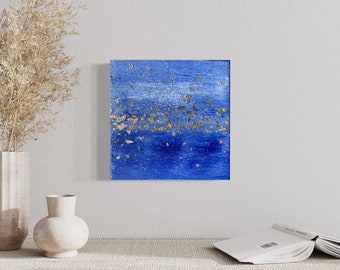 Peinture acrylique d'un joli bleu azur et or pour un thème "Entre ciel et mer"