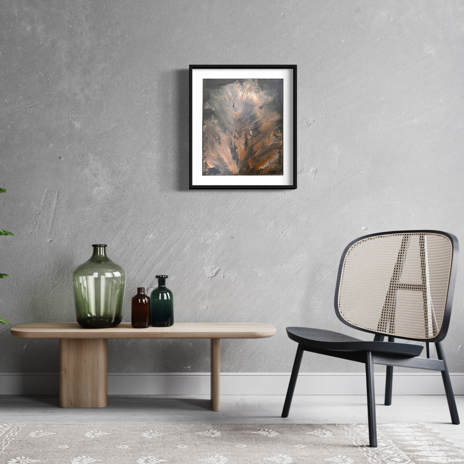 Grande Toile Peinte à La Main Ambiance Cosy Feu de Cheminée Modèle Unique Flammes