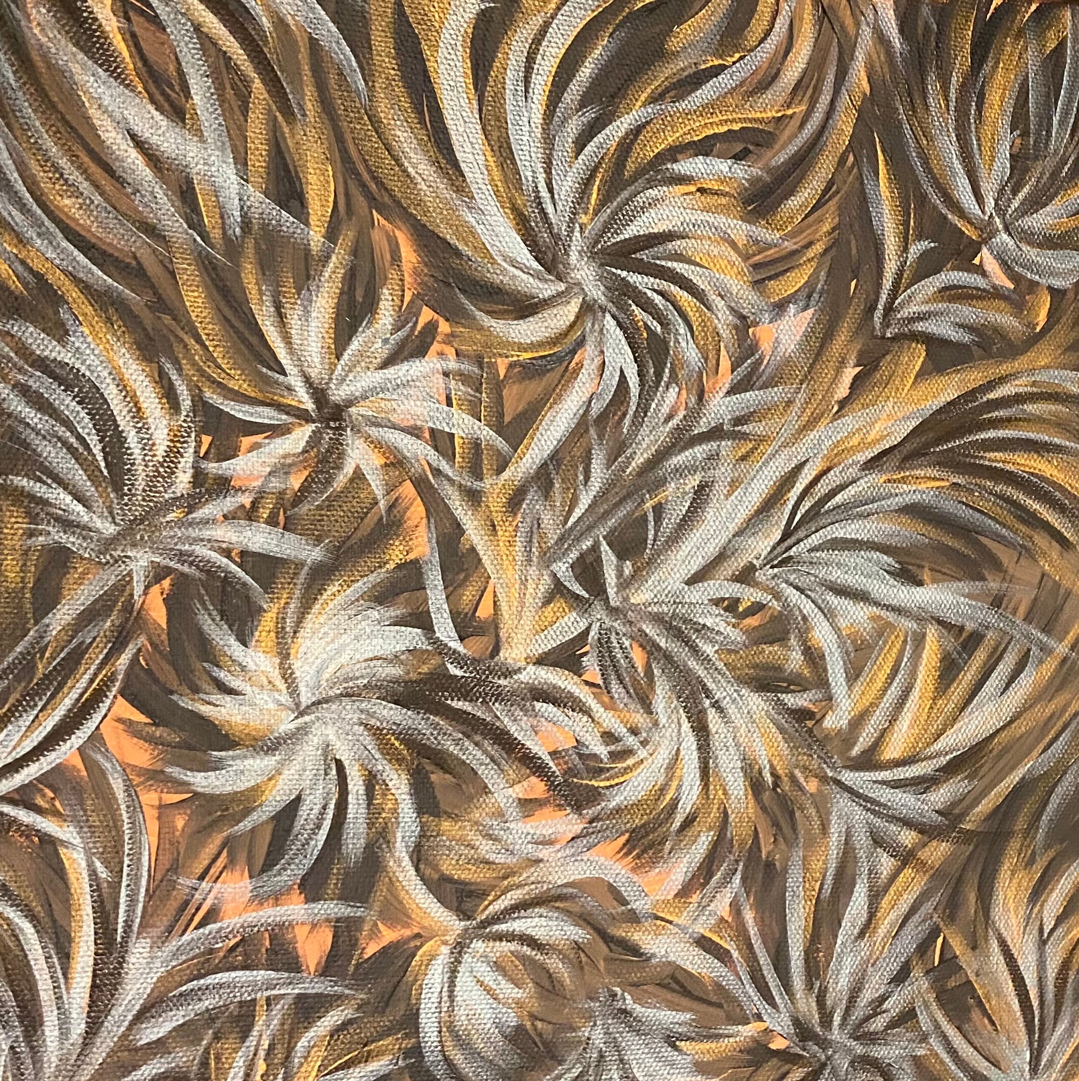 Petite Toile Florale Contemporaine Peinte à La Main Création Unique Jungle Irisée