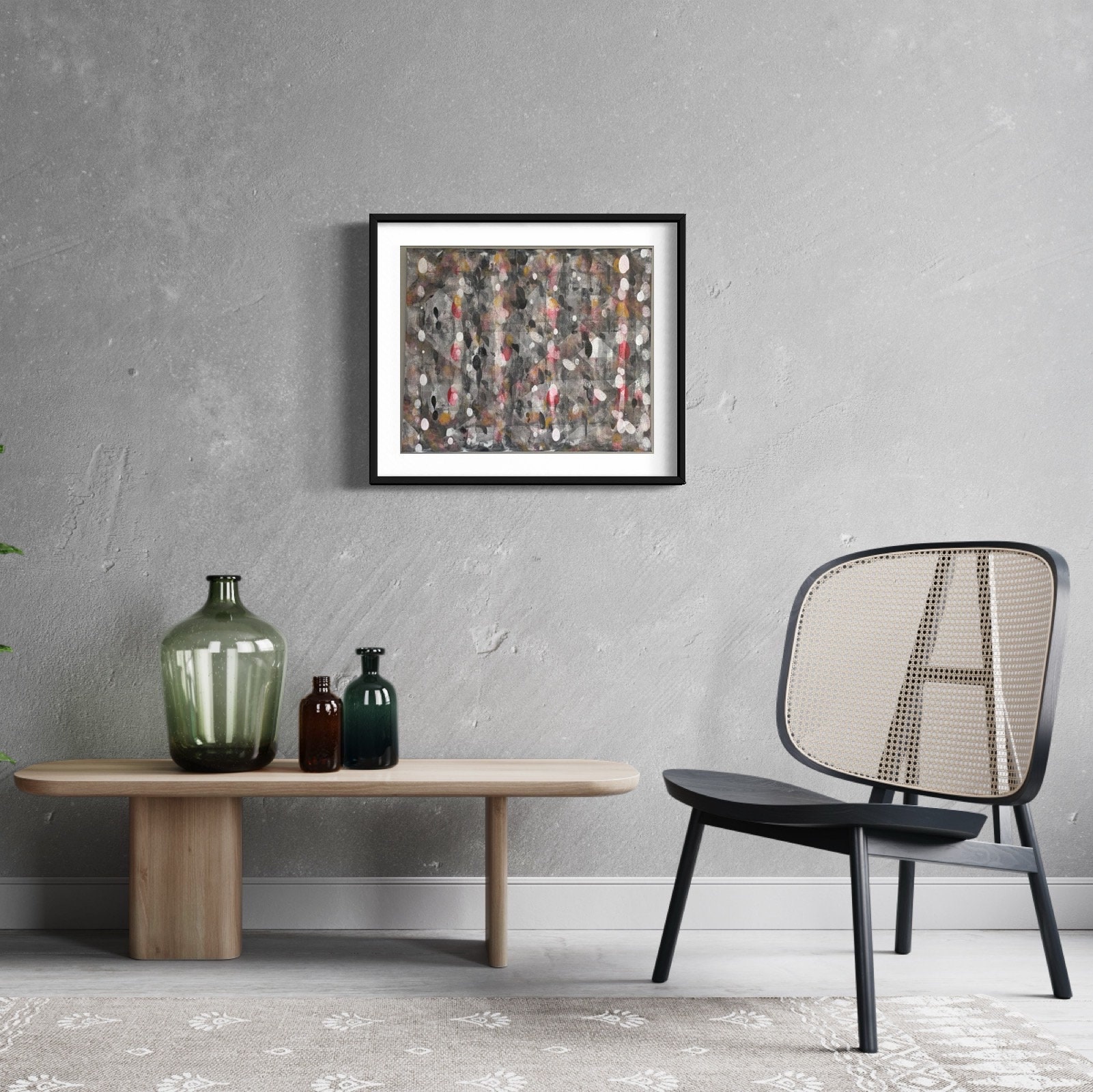 Grande Toile Peinture Abstraite Modèle Unique Original Clin d'oeil Japonais