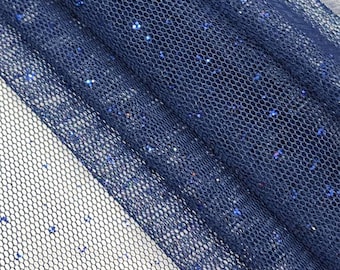NAVY BLUE Glitter Sparkle English Netting Tulle Fabric by the Yard - STYLE 171