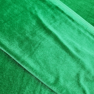 Emerald Green Polyester Spandex Stretch Velvet Fabric by the Yard for Bows Topknots Head-wraps Scrunchies Clothes Costumes Crafts STYLE 219