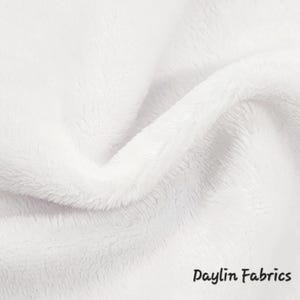 WHITE Rich Minky Fabric By The Yard, 60” Wide Soft Cuddle Fabric, 3.mm Pile Faux Fake Fur Mink Fabric, Solid Smooth Minky Fabric, STYLE 188