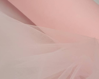 Light Blush Italian Tulle Luxury Fine Netting Tulle Fabric by the yard for Bridal Dress & Veils, Gowns, Doll, Party Decor, Tutu - STYLE 127