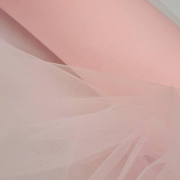 Light Blush Italian Tulle Luxury Fine Netting Tulle Fabric by the yard for Bridal Dress & Veils, Gowns, Doll, Party Decor, Tutu - STYLE 127