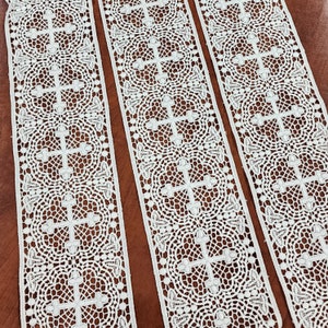 White Liturgical Lace Trim Fabric Sold by the Yard 4