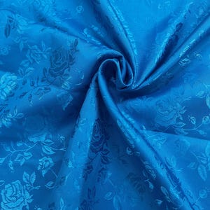TÜRKISBLAUER Polyester-Jacquard-Brokat-Satinstoff mit Blumenmuster, Meterware für Kleider, Braut, Dekor, Kleidung, Kostüme, Kunsthandwerk – STIL 316