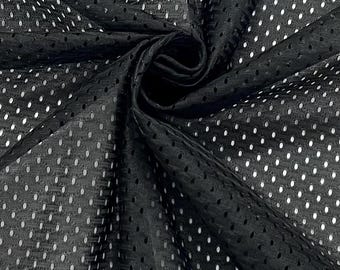 Zwarte atletische sportstof van 100% polyester, meshstof voor voetbal, kleding, kostuums en shirts, per meter verkrijgbaar, 152 cm breed - STIJL 028