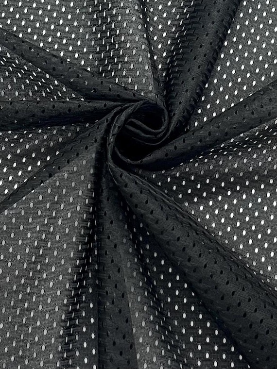 BLACK Athletic Sports Mesh Knit 100% Polyester Football Sports Mesh Fabric by the Yard for Apparel Craft Costume Jersey 60" Wide - STYLE 028